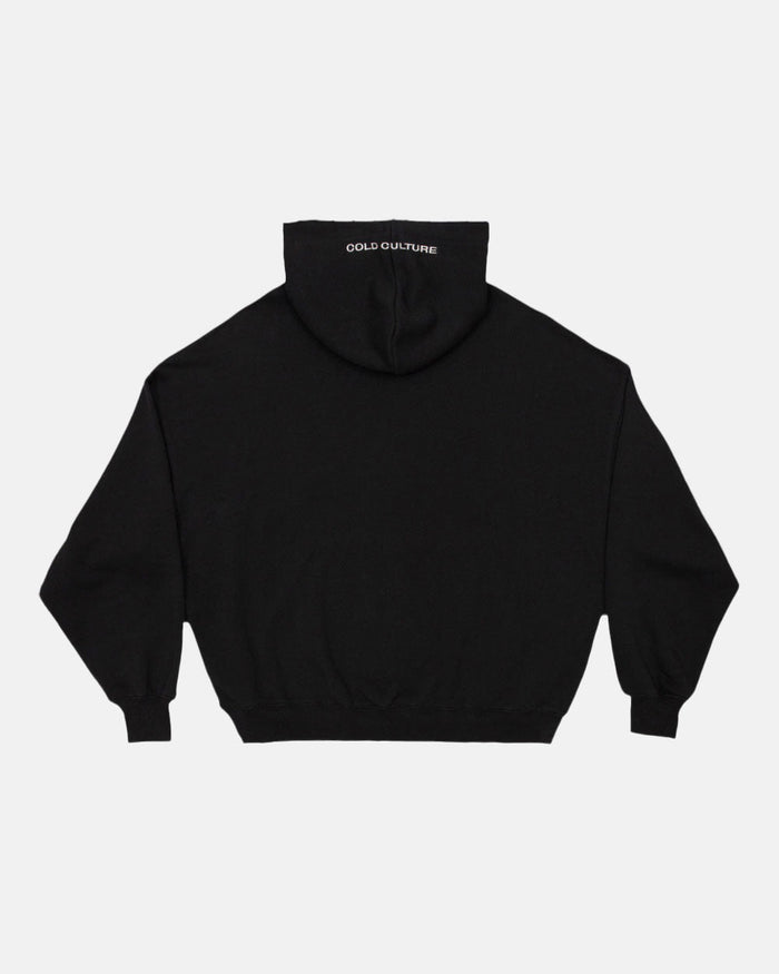 STARS HOODIE BLACK - black oversized hoodie, back view - Cold Culture