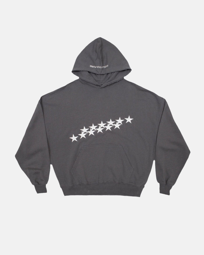 STARS HOODIE DUST GREY - dust grey oversized hoodie, front view - Cold Culture