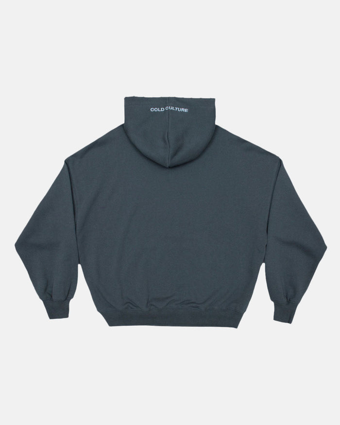 STARS HOODIE SLATE BLUE - slate blue oversized hoodie, back view - Cold Culture