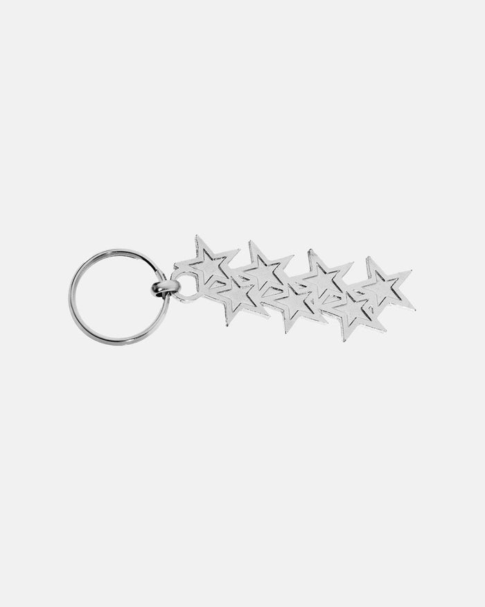 STARS KEYCHAIN METAL - silver metal star keychain, front view - Cold Culture
