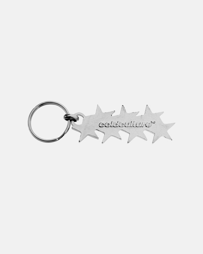 STARS KEYCHAIN METAL - silver metal star keychain, back view - Cold Culture