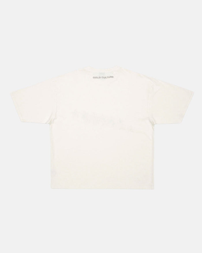 STARS TEE IVORY WHITE - ivory white oversized tee, back view - Cold Culture