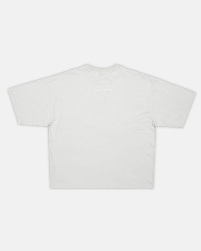 STARS TEE PALE GREY - pale grey oversized tee, back view - Cold Culture
