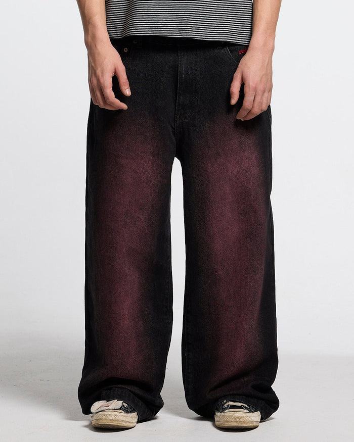 STARS V2 PANTS BURGUNDY - burgundy star embroidered pants, front view on male model - Cold Culture #man