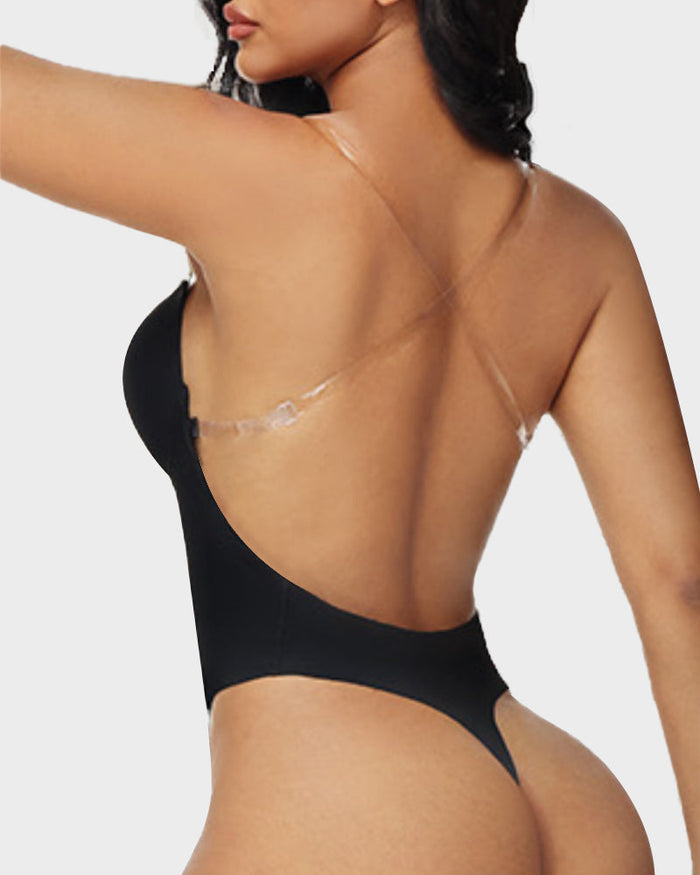 Strapless U Plunge Thong Bodysuit