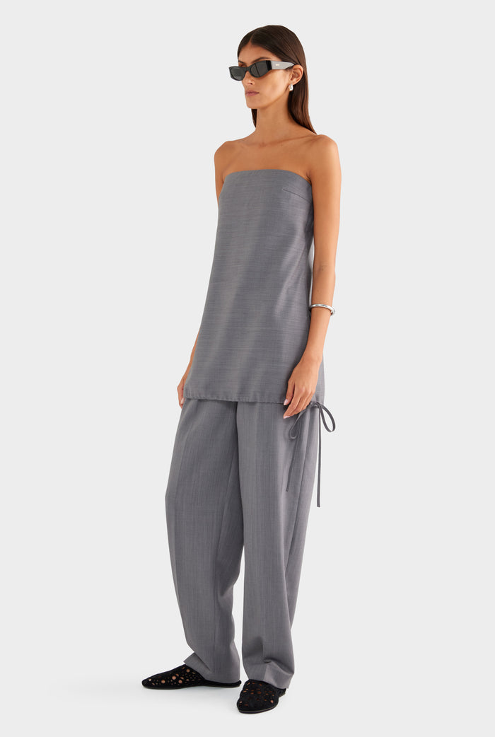 Strapless Wool Mini Dress - Charcoal Marl - XS