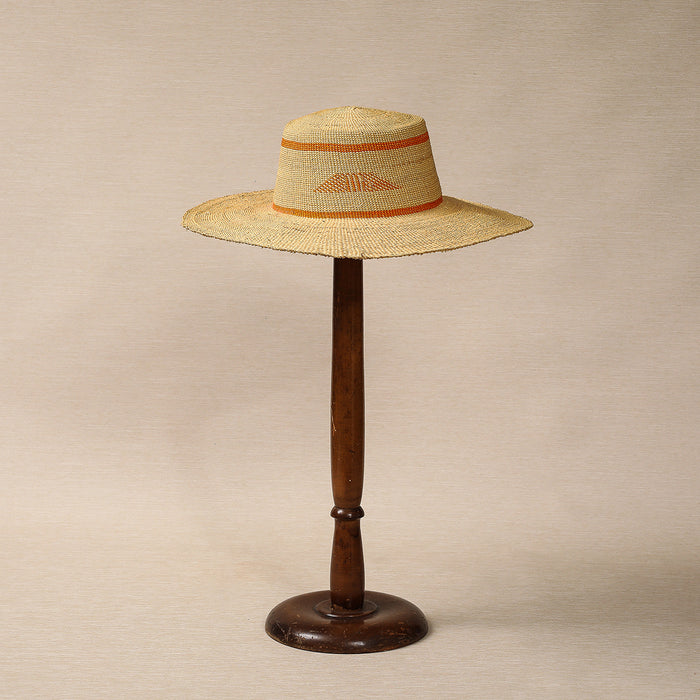 Straw hat with orange cartouche