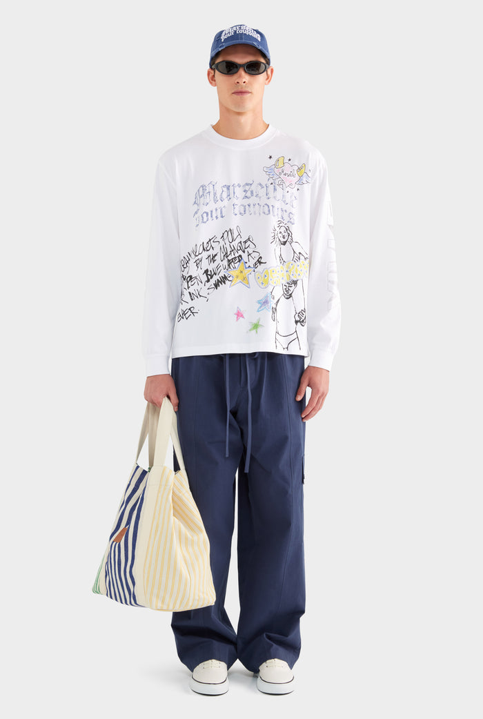 Stripe Canvas Tote - Navy/Yellow/Green Stripe