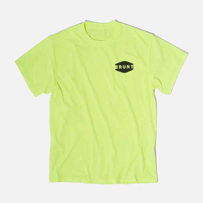 Front of the high quality classic t-shirt with BRUNT logo in yellow * 3