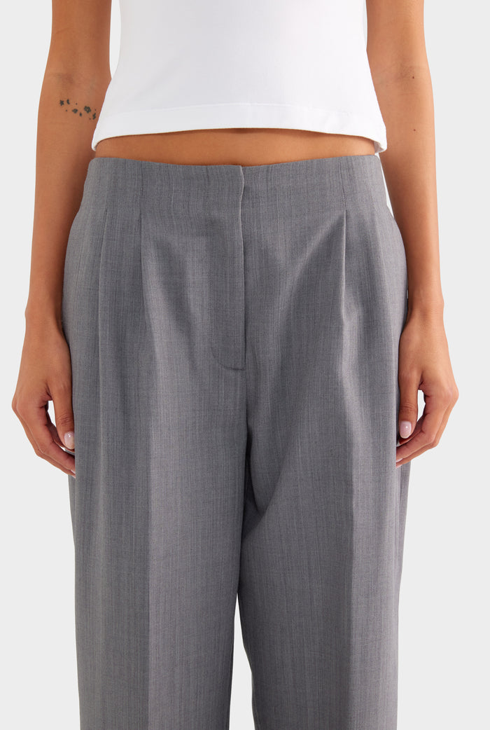 Tailored Pleat Trouser - Charcoal Marl - XS