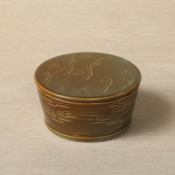 Taio-Yara Round Box in Lagoon Glaze