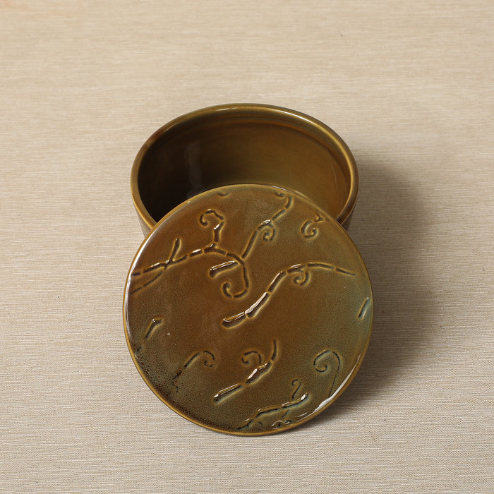 Taio-Yara Round Box in Lagoon Glaze