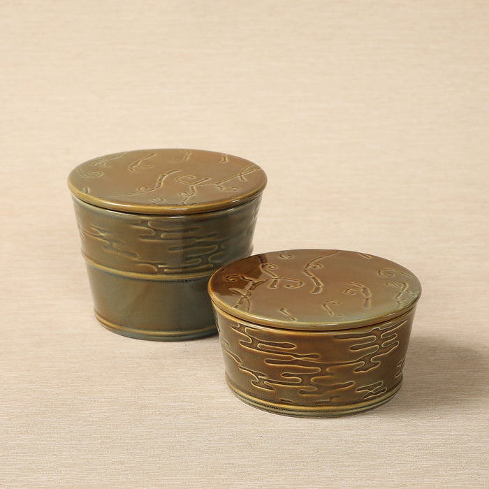 Taio-Yara Round Box in Lagoon Glaze