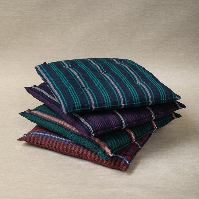 Tartan purple square cushion