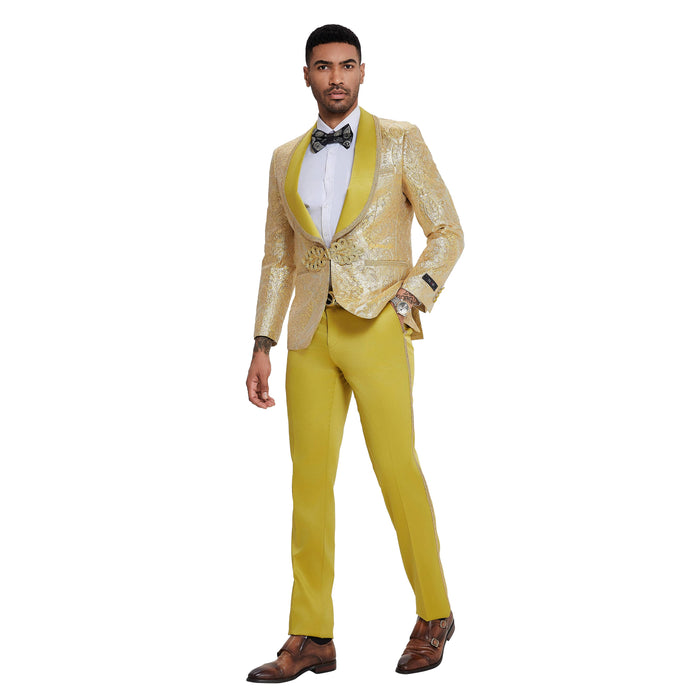 Tazzio 2pc Fashion Paisley Suit Set, Clasp Closure, Gold