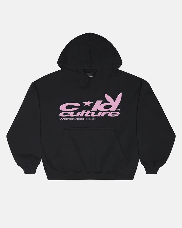 TEASE ME HOODIE BLACK - black graphic print hoodie, front view - Cold Culture
