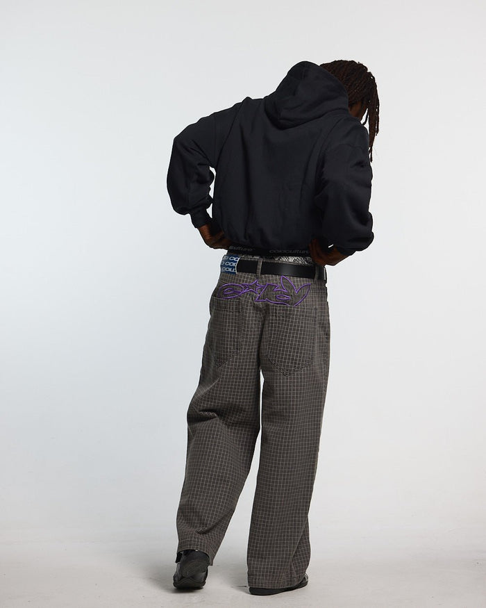 TEASE ME HOODIE BLACK - black graphic print hoodie, back view on male model - Cold Culture #man