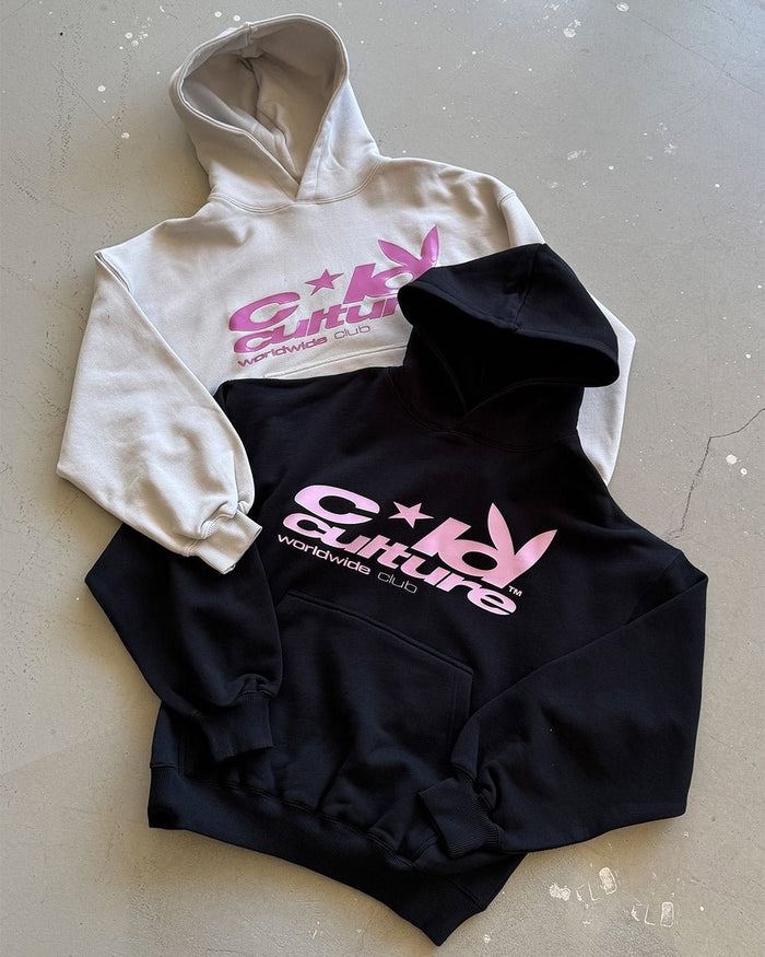 TEASE ME HOODIE BLACK - black graphic print hoodie, flat lay with matching pieces - Cold Culture