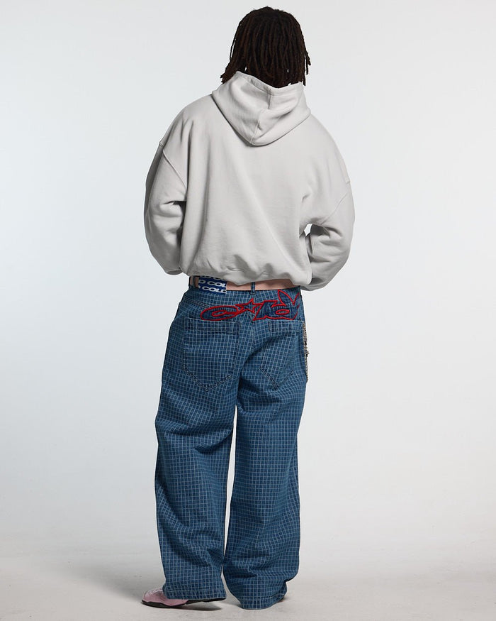 TEASE ME HOODIE GREY - grey graphic print hoodie, back view on male model - Cold Culture #man