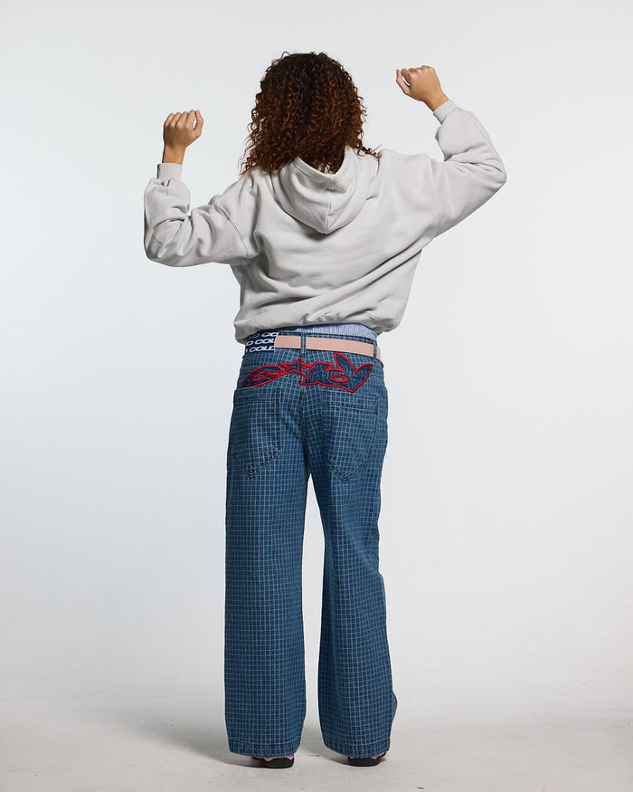 TEASE ME HOODIE GREY - grey graphic print hoodie, back view on female model - Cold Culture #woman