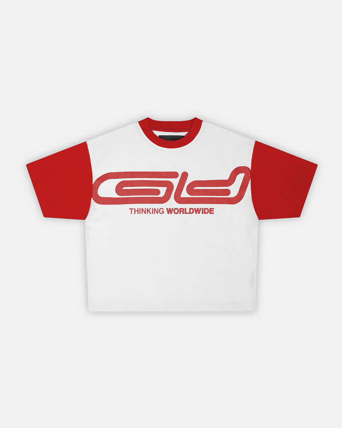 TEEN SPIRIT ERA TEE RED AND WHITE - red and white graphic print tee, front view - Cold Culture