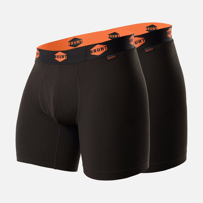 View 1 front of two of the 6 inch BRUNT comfort boxer in black * 0