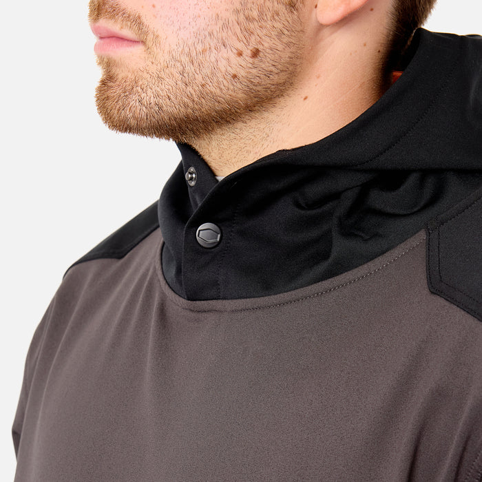 Front of button snaps of the BRUNT light weight work hoodie in charcoal * 0