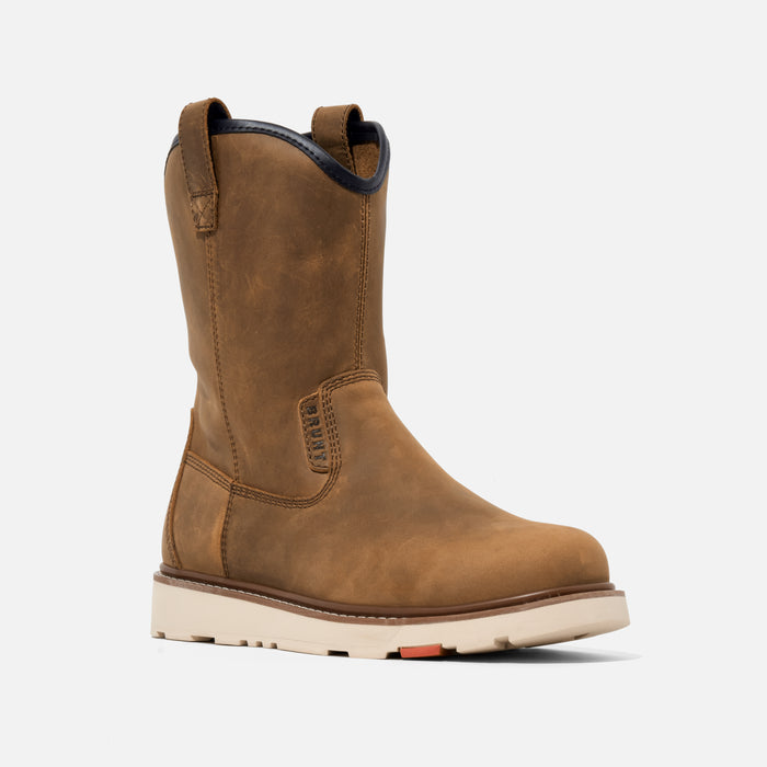 45 degree angle of the right BRUNT 9 inch water-resistant unlined soft toe roper bolduc work boot in brown