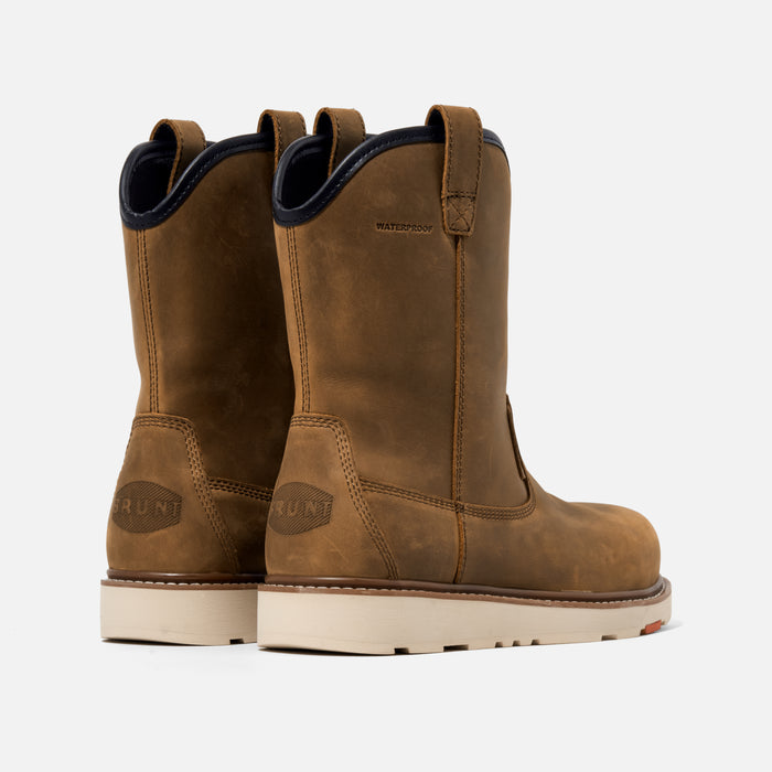 45 degree angle of the back BRUNT 9 inch waterproof composite toe roper bolduc work boot in brown * 0
