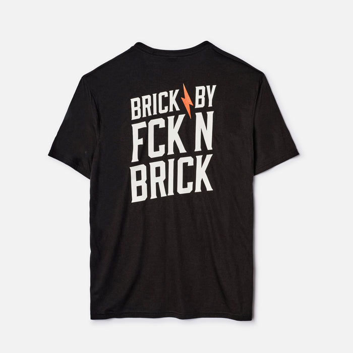 View 1 back of the BRUNT high quality t-shirt in black with brick x brick graphic on back * 0
