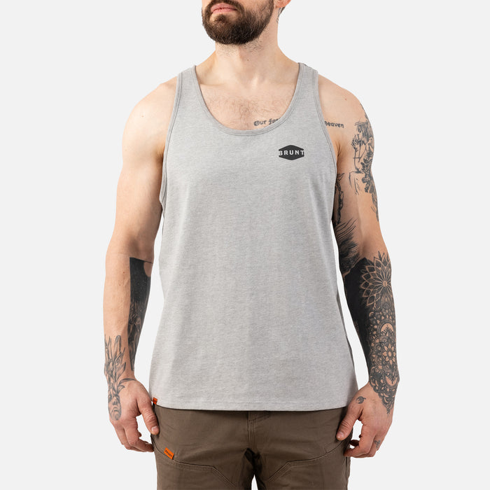 View 2 front of the BRUNT comfortable work tank top in light grey heather