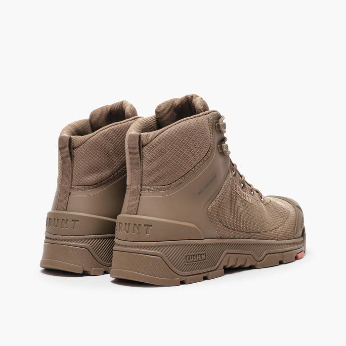 45 degree angle of the back BRUNT 6 inch lightweight 90 degree heel work boot in coyote