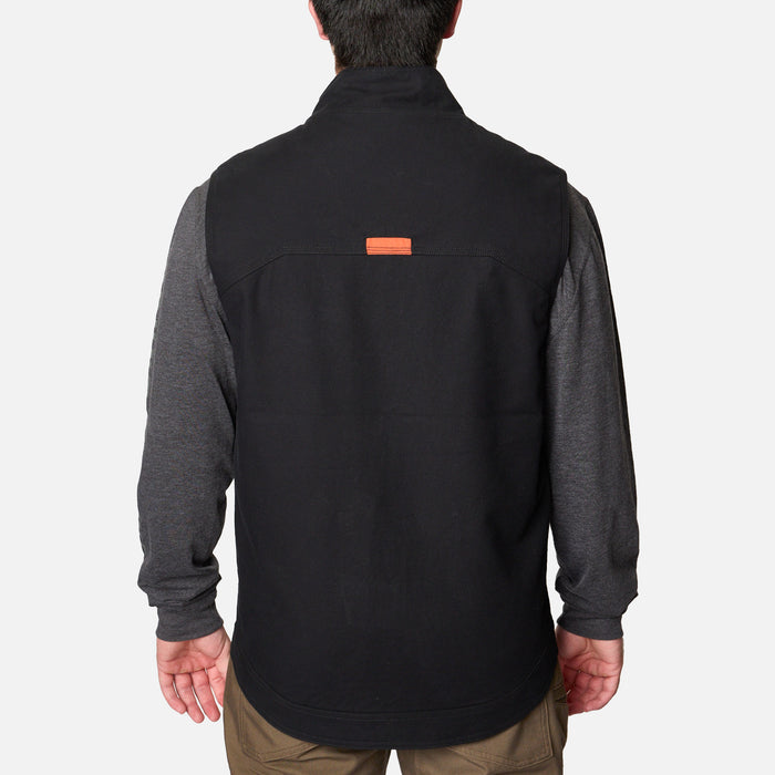 Back of the BRUNT quilted stretch canvas work vest in black * 0