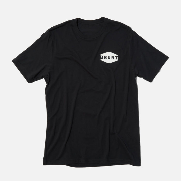 Front of the BRUNT high quality t-shirt in black with demolition graphic on back