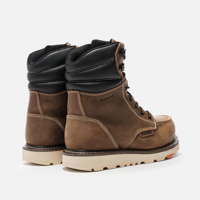 45 degree angle of the back BRUNT 8 inch waterproof welted composite toe marin work boot in brown * 1