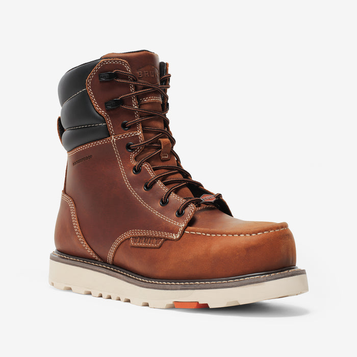 View 2 45 degree angle of the right BRUNT 8 inch waterproof welted composite toe marin work boot in tobacco * 0