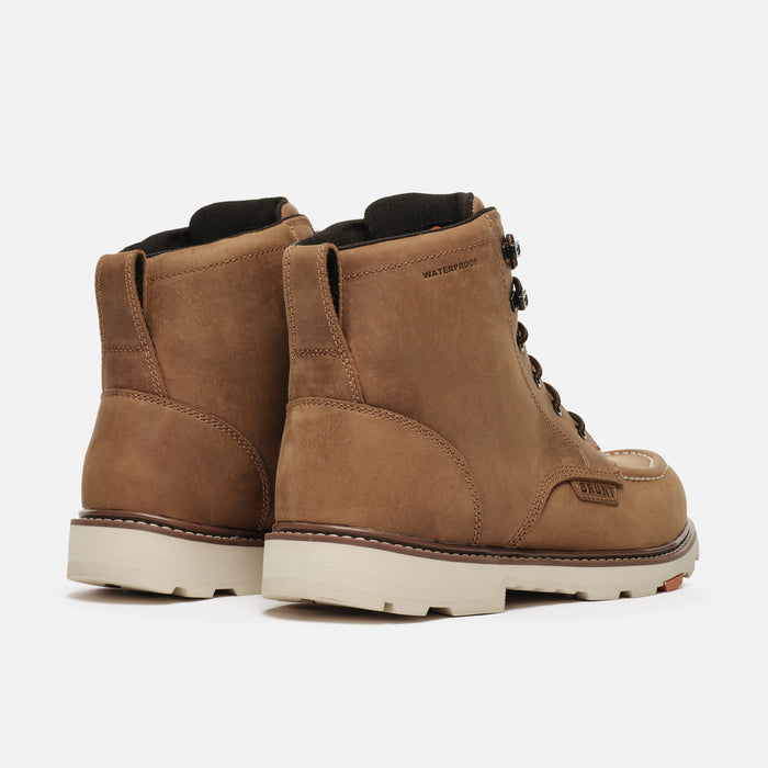 45 degree angle of the back BRUNT 6 inch waterproof 90 degree composite toe marin work boot in brown