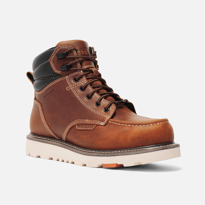 View 2 45 degree angle of the right BRUNT 6 inch waterproof welted composite toe marin work boot in tobacco * 0