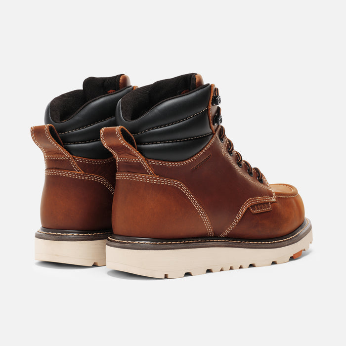 45 degree angle of the back BRUNT 6 inch waterproof welted composite toe marin work boot in tobacco * 0