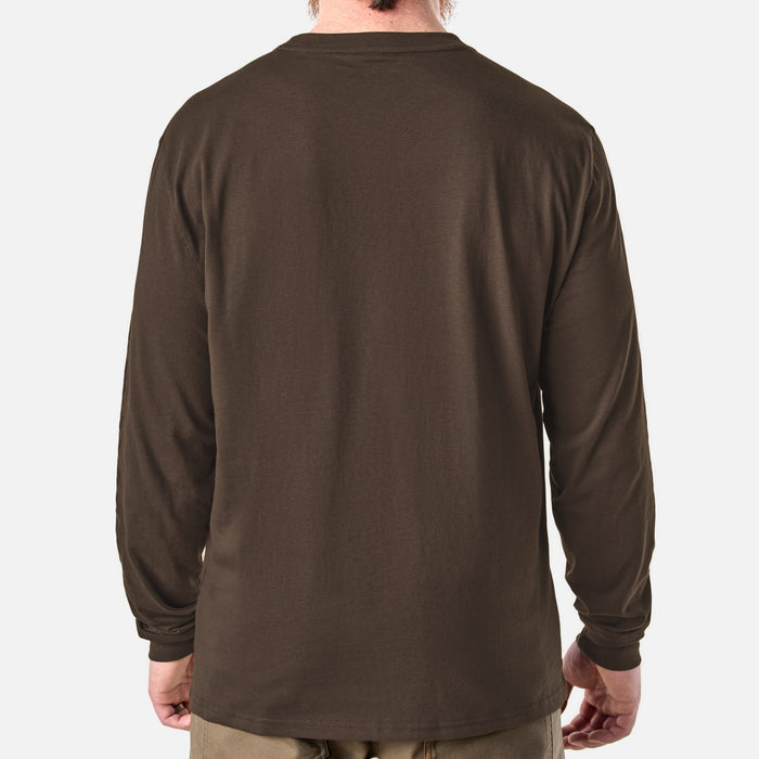 Back of the BRUNT high quality long sleeve pocket tee in brown
