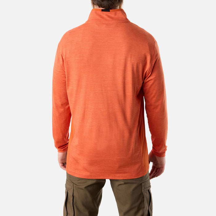 Back of BRUNT lightweight quarter zip sun shirt with UPF protection in BRUNT orange * 0