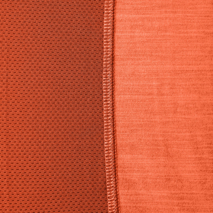 Close up of breathable mesh of the BRUNT lightweight quarter zip sun shirt with UPF protection in BRUNT orange * 0