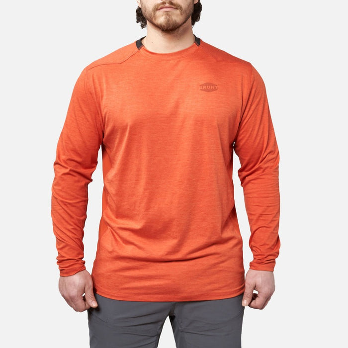 View 1 front of the BRUNT lightweight mckenna long sleeve sun tee with UPF protection in BRUNT orange * 3