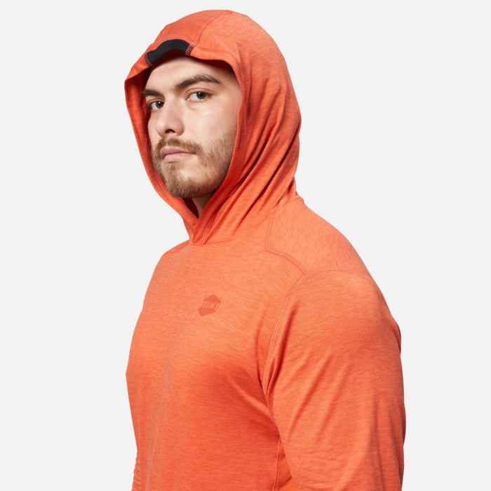 View 2 hard hat compatible hood of the BRUNT lightweight mckenna sun hoodie with UPF protection in BRUNT orange * 1