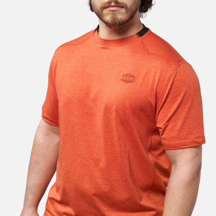 Front of the BRUNT lightweight mckenna sun tee with UPF protection in BRUNT orange * 0