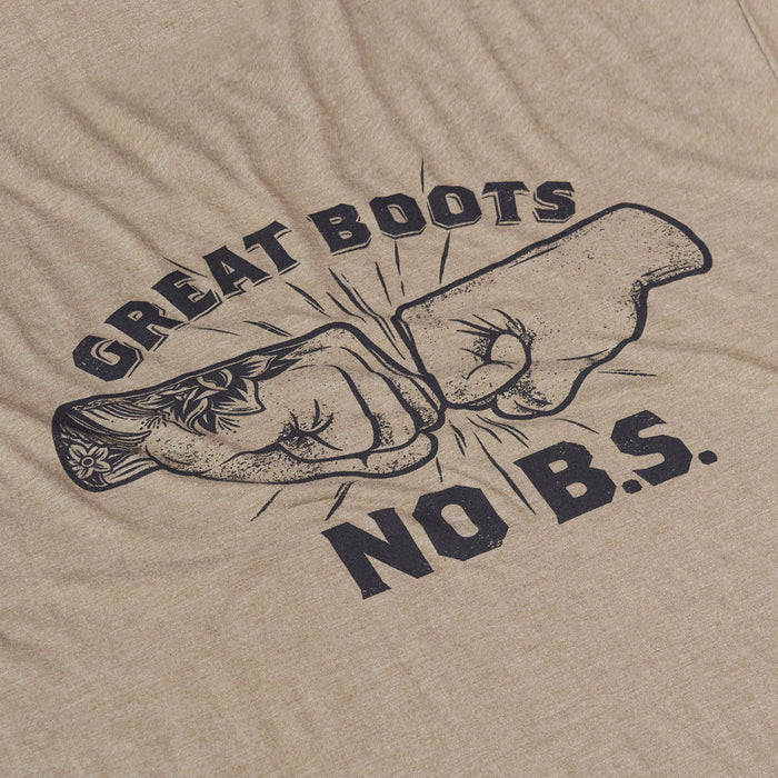 View 2 graphic of the BRUNT high quality work shirt in light brown heather with no B.S. graphic on back * 1