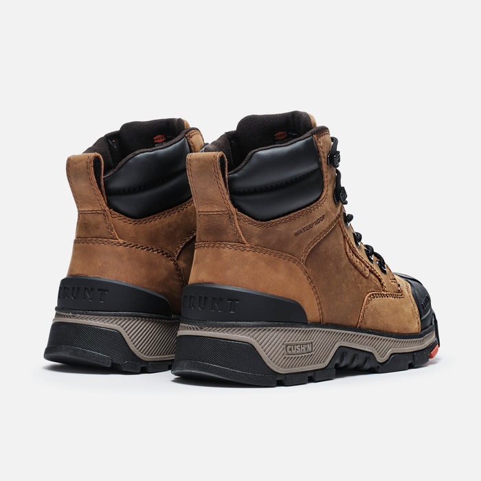 45 degree angle of the back BRUNT 6 inch durable 90 degree heel work boot in brown
