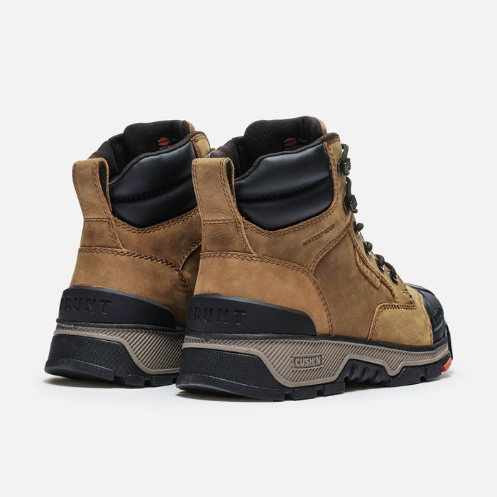 45 degree angle of the back BRUNT 6 inch durable 90 degree heel work boot in brown