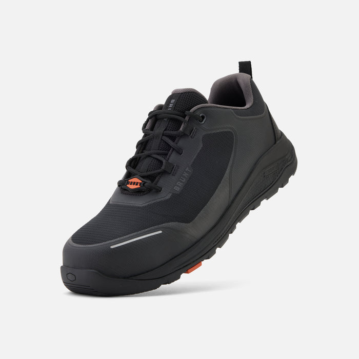 45 degree angle of the left side of the BRUNT 4 inch lightweight comp toe work sneaker in black * 0