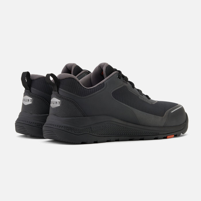 45 degree angle of the back of the BRUNT 4 inch lightweight comp toe work sneaker in black * 0